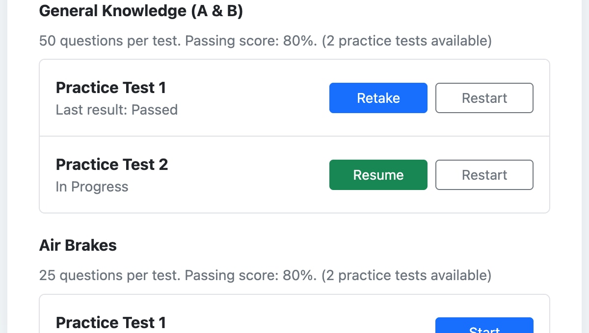 Online CDL Practice Test
